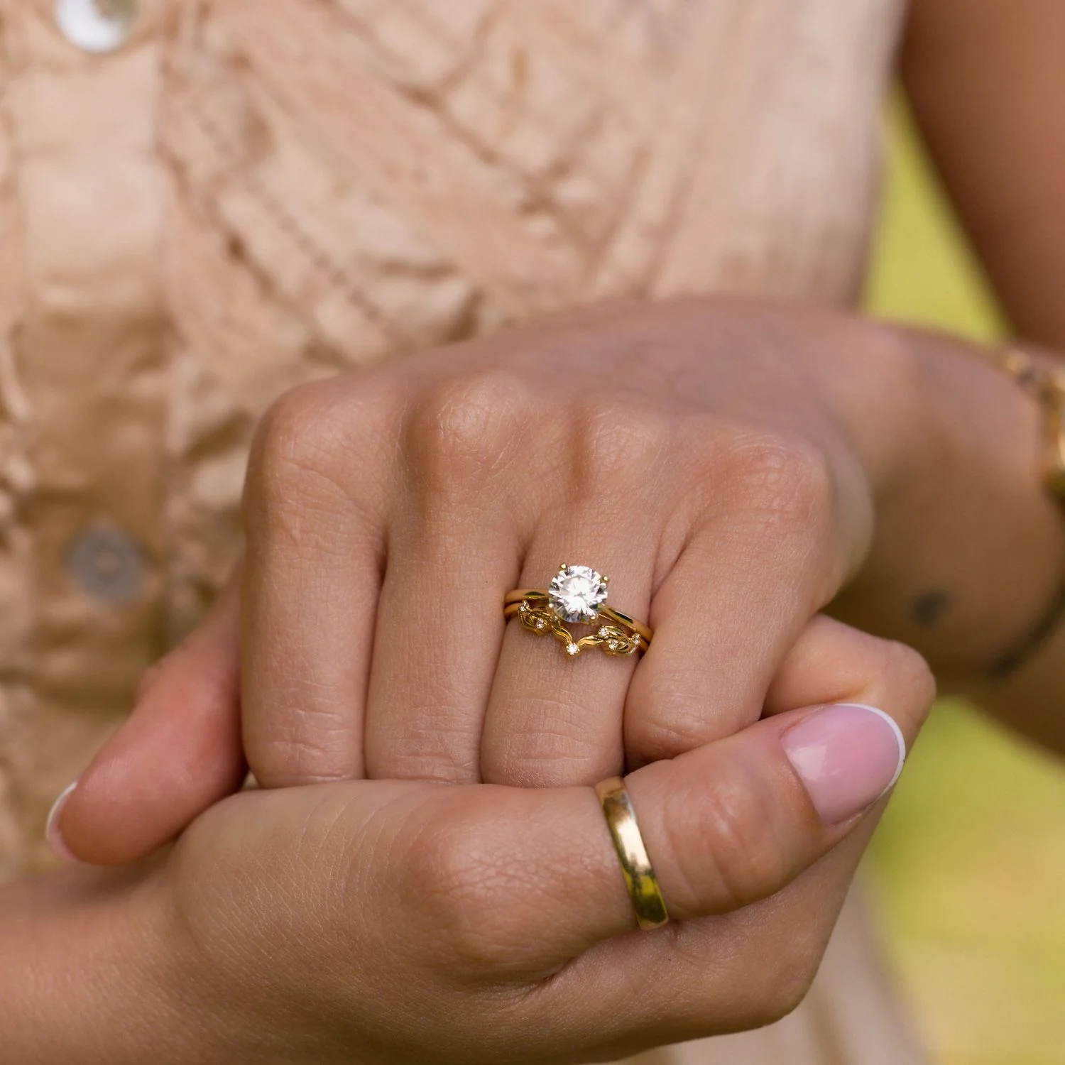 The Lora - Round Solitaire Engagement Ring with Delicate Nature Inspired Setting - Image 9