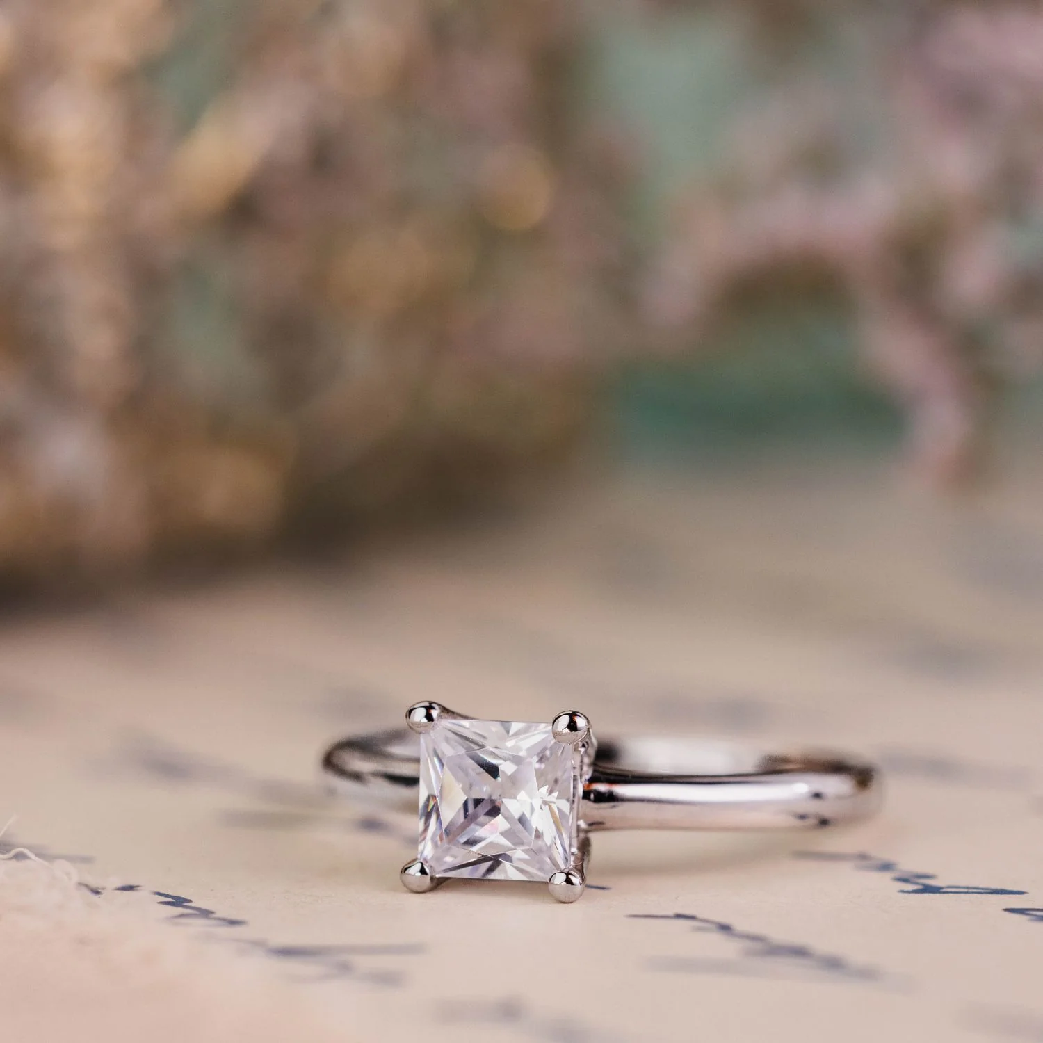 The Louisa - Solitaire Princess Cut Diamond Engagement Ring - Image 3