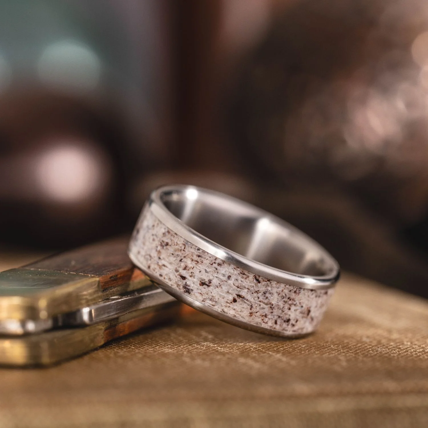 The Marksman | Men's Elk Antler and Titanium Wedding Band - Image 3