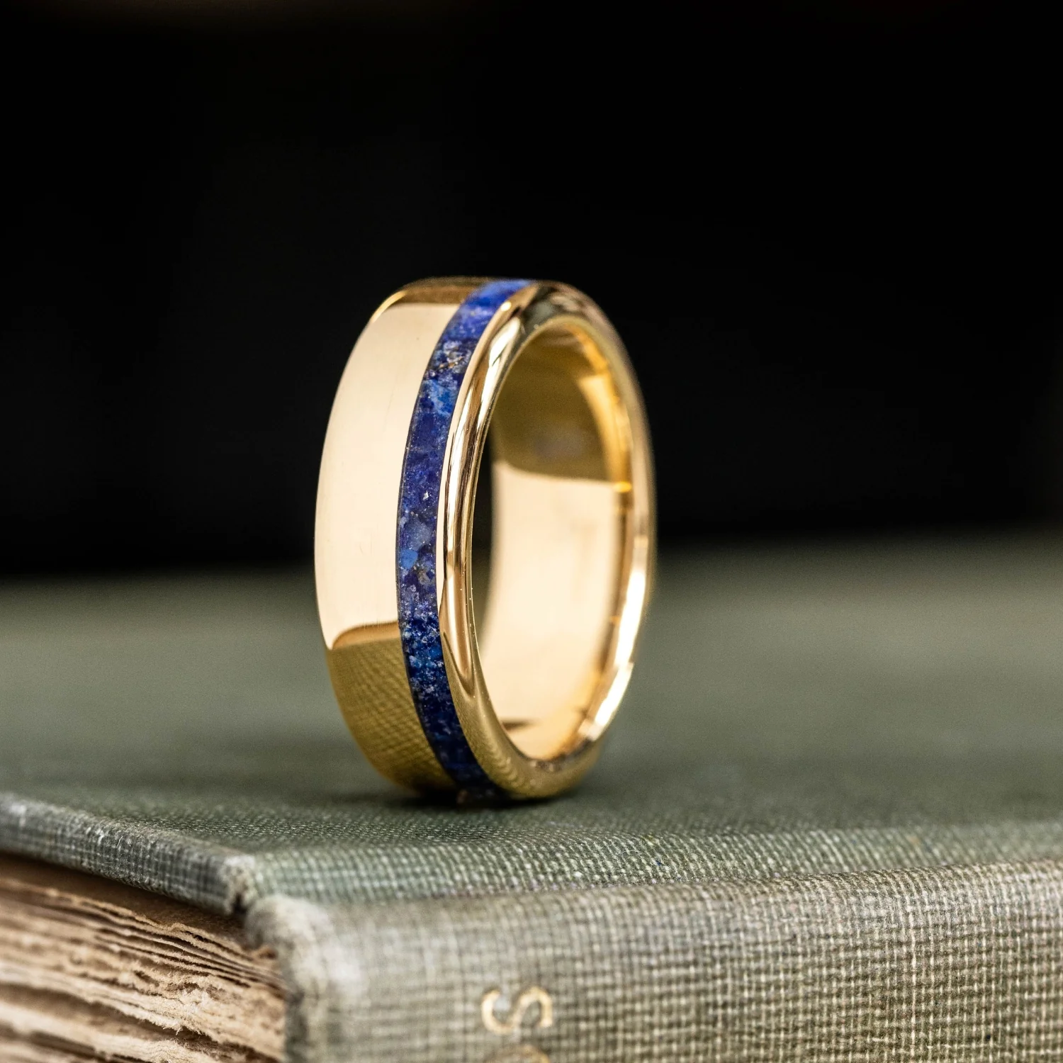 The Pharaoh & Starry Night - His and Hers Blue and Gold Wedding Ring Set - Image 4