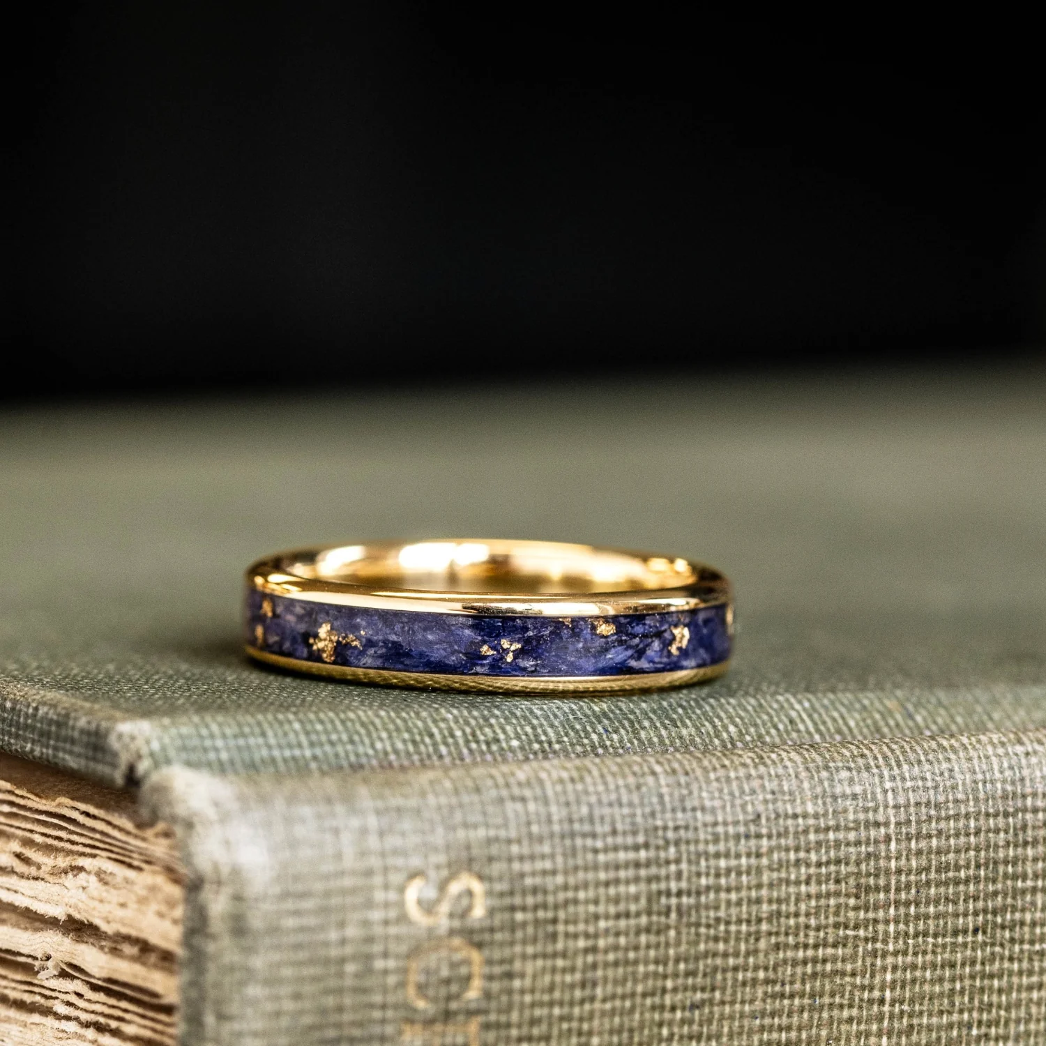 The Pharaoh & Starry Night - His and Hers Blue and Gold Wedding Ring Set - Image 5