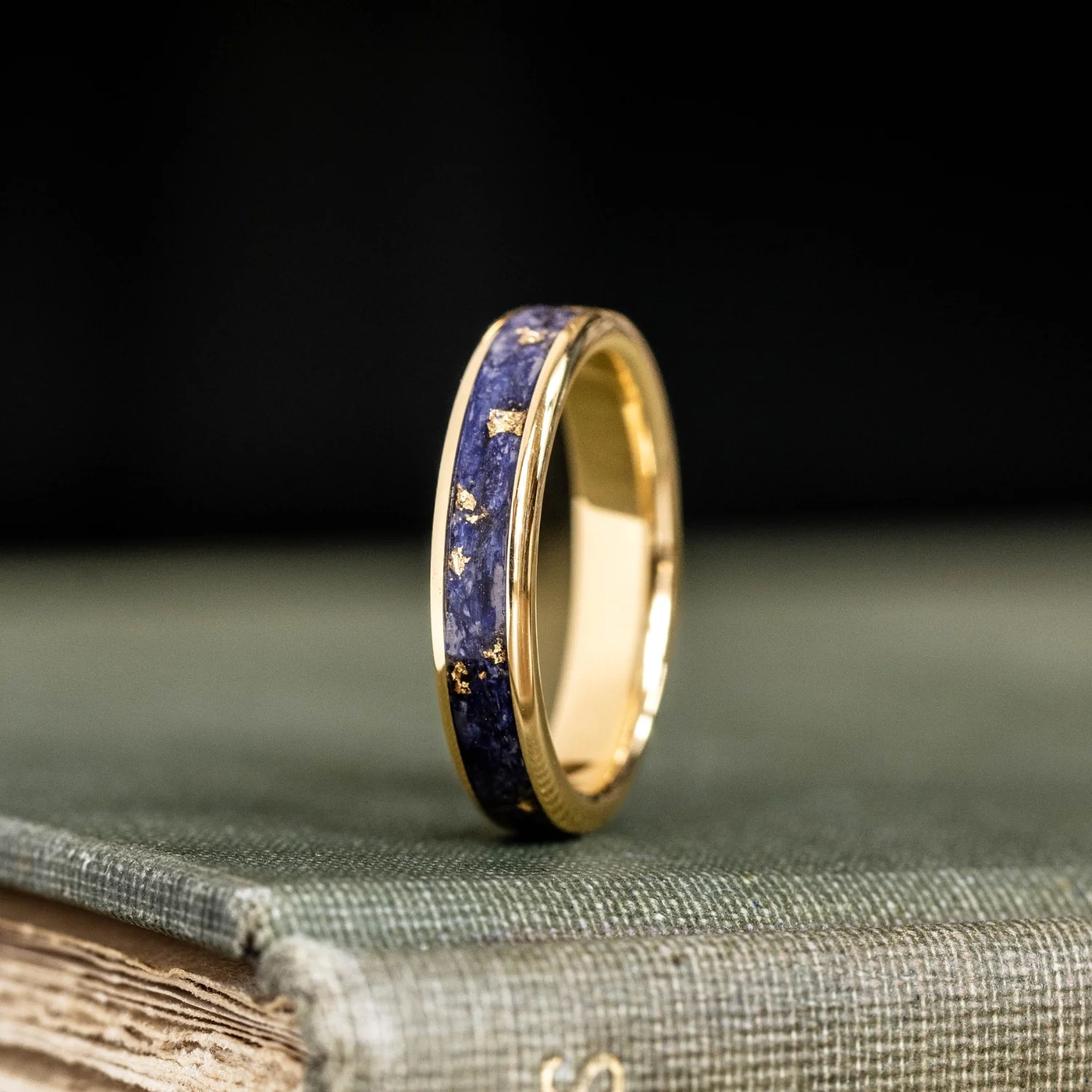 The Pharaoh & Starry Night - His and Hers Blue and Gold Wedding Ring Set - Image 6