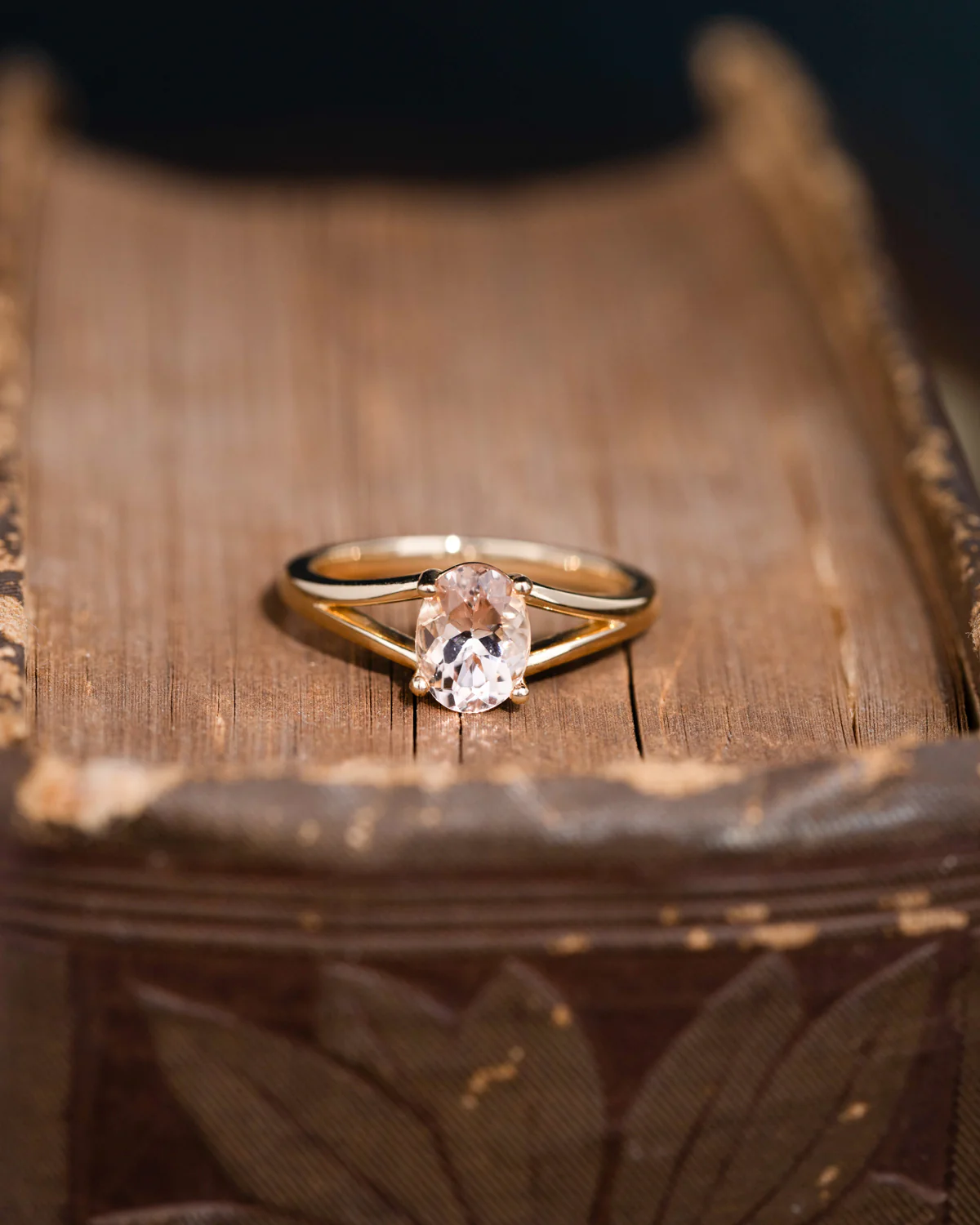 The Sedona - Natural Peach Morganite Solitaire Oval Engagement Ring - Image 10