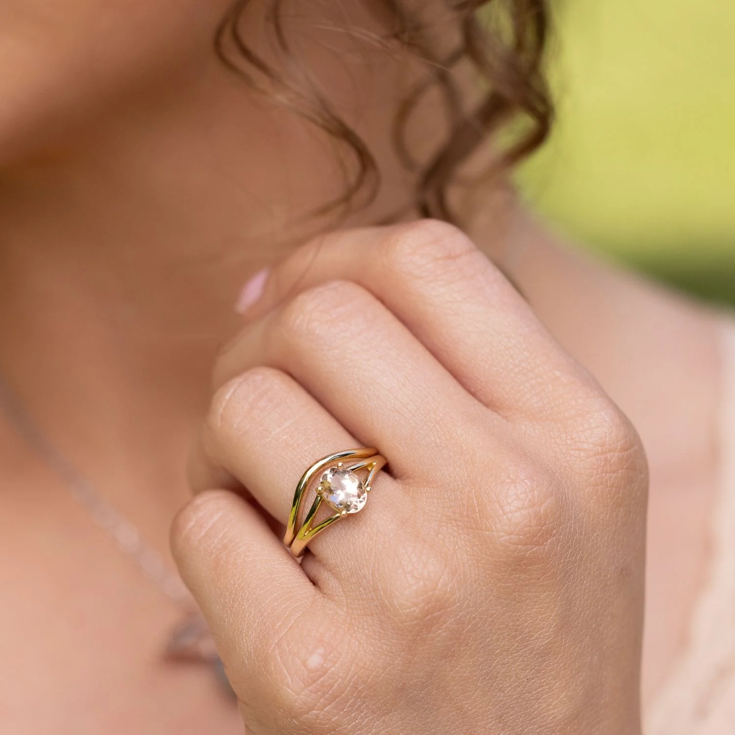 The Sedona - Natural Peach Morganite Solitaire Oval Engagement Ring - Image 11