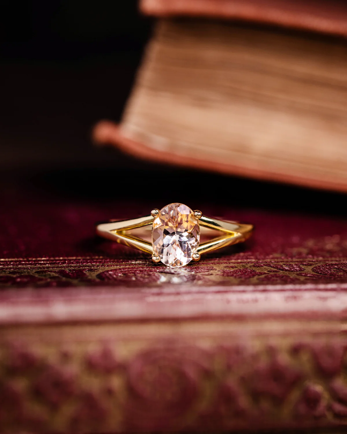 The Sedona - Natural Peach Morganite Solitaire Oval Engagement Ring - Image 12