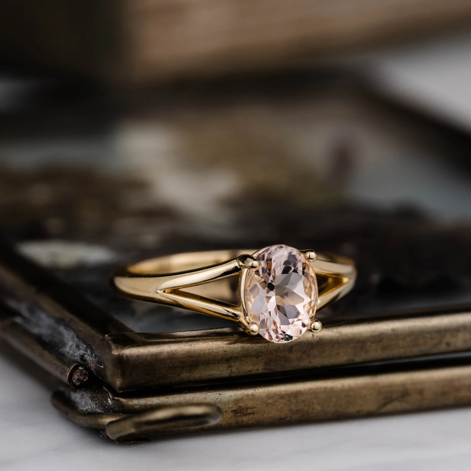 The Sedona - Natural Peach Morganite Solitaire Oval Engagement Ring - Image 14