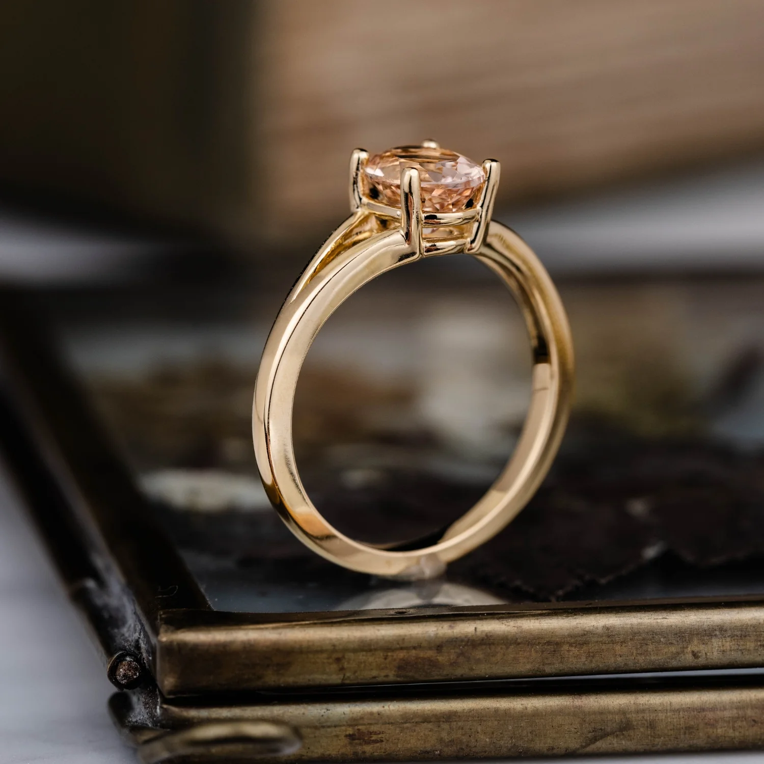 The Sedona - Natural Peach Morganite Solitaire Oval Engagement Ring - Image 15