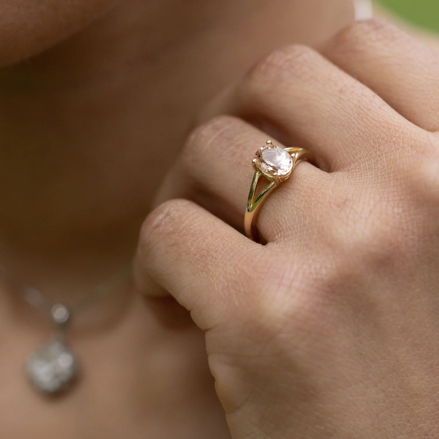 The Sedona - Natural Peach Morganite Solitaire Oval Engagement Ring - Image 16