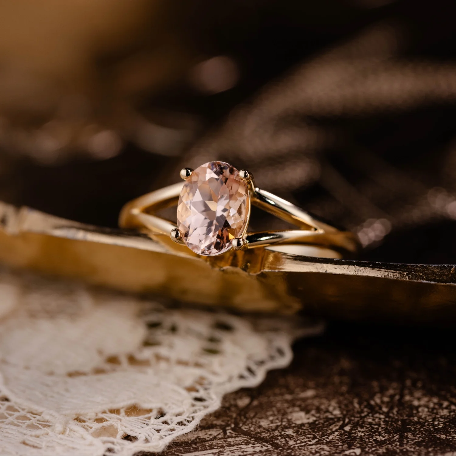The Sedona - Natural Peach Morganite Solitaire Oval Engagement Ring - Image 17