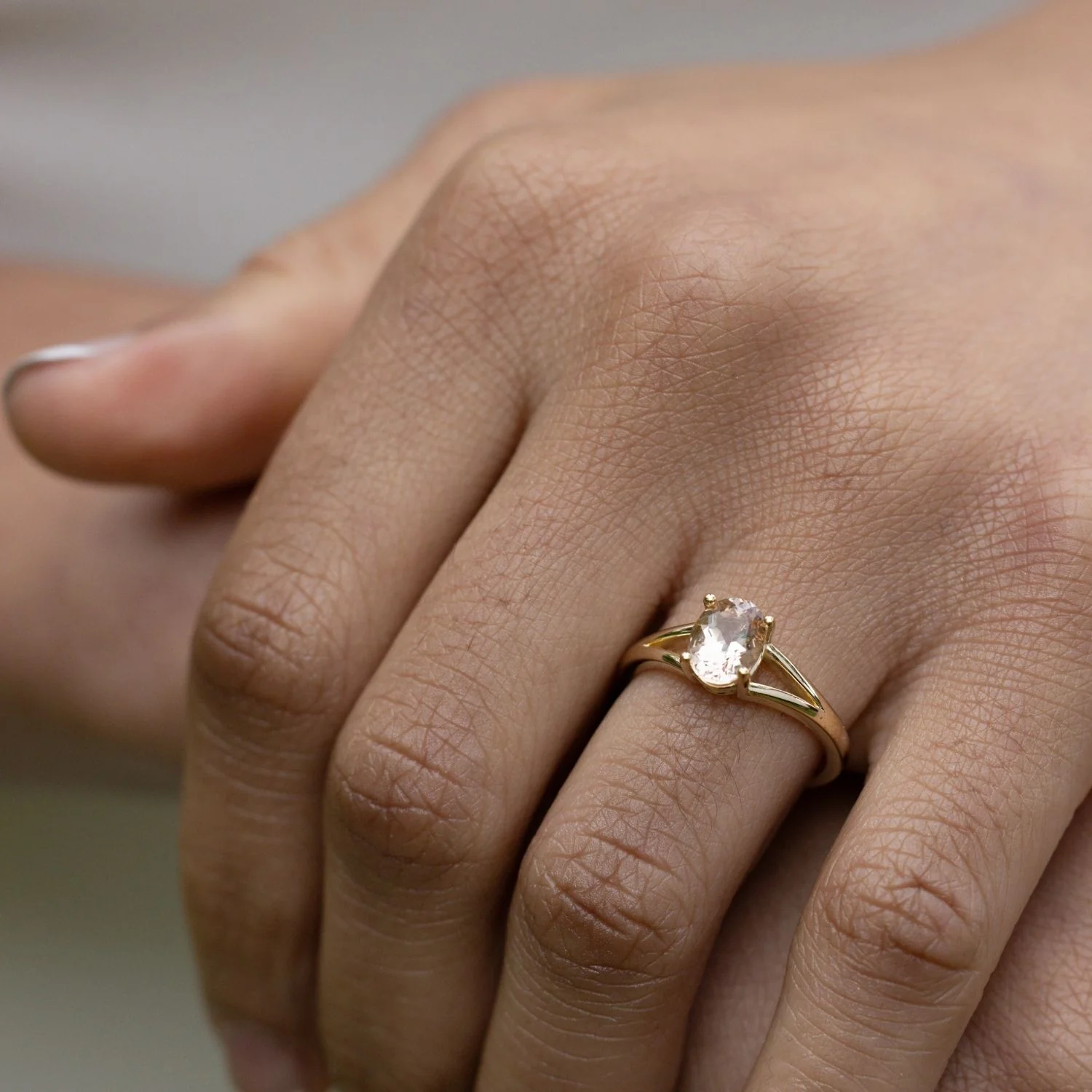 The Sedona - Natural Peach Morganite Solitaire Oval Engagement Ring - Image 18