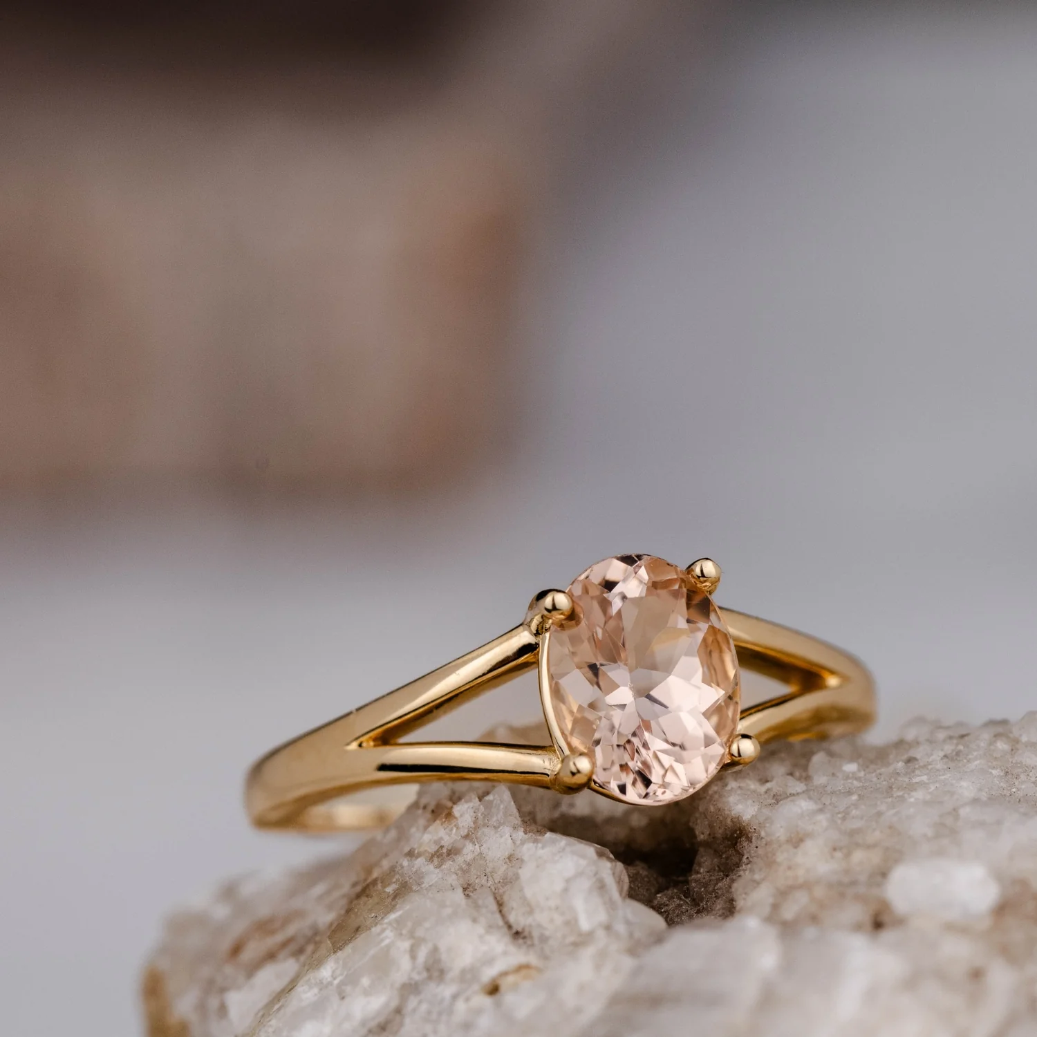 The Sedona - Natural Peach Morganite Solitaire Oval Engagement Ring - Image 19