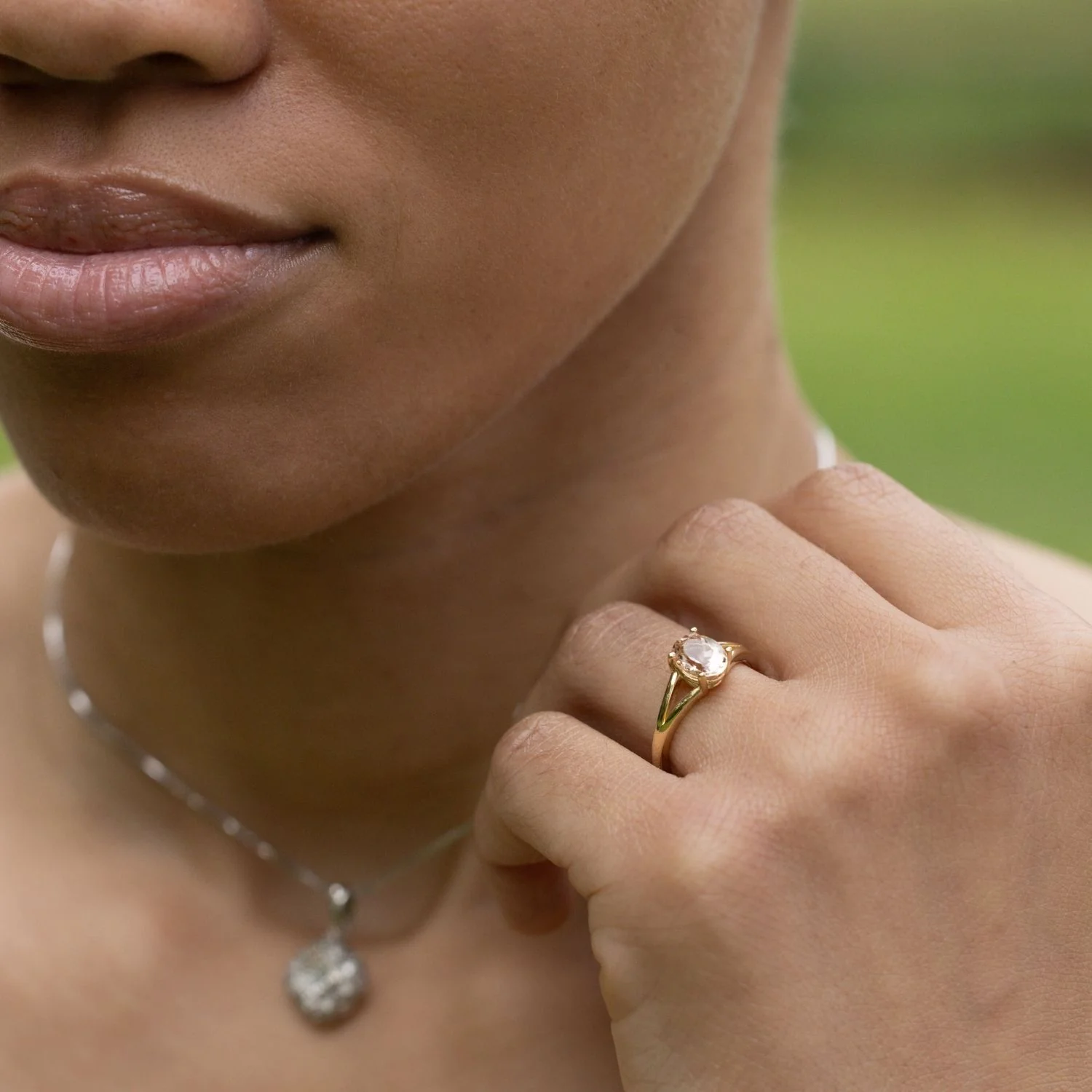 The Sedona - Natural Peach Morganite Solitaire Oval Engagement Ring - Image 21