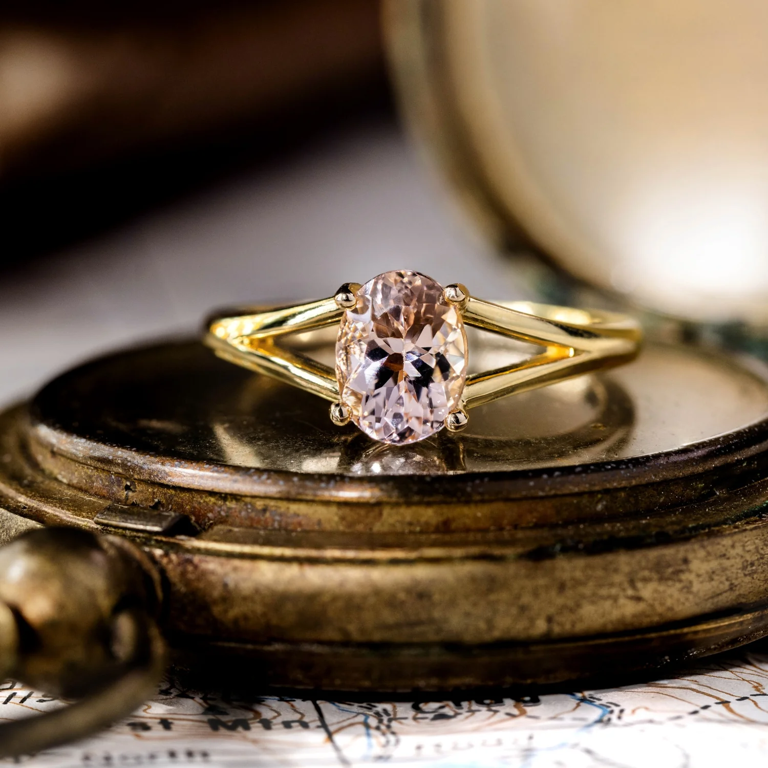 The Sedona - Natural Peach Morganite Solitaire Oval Engagement Ring - Image 22