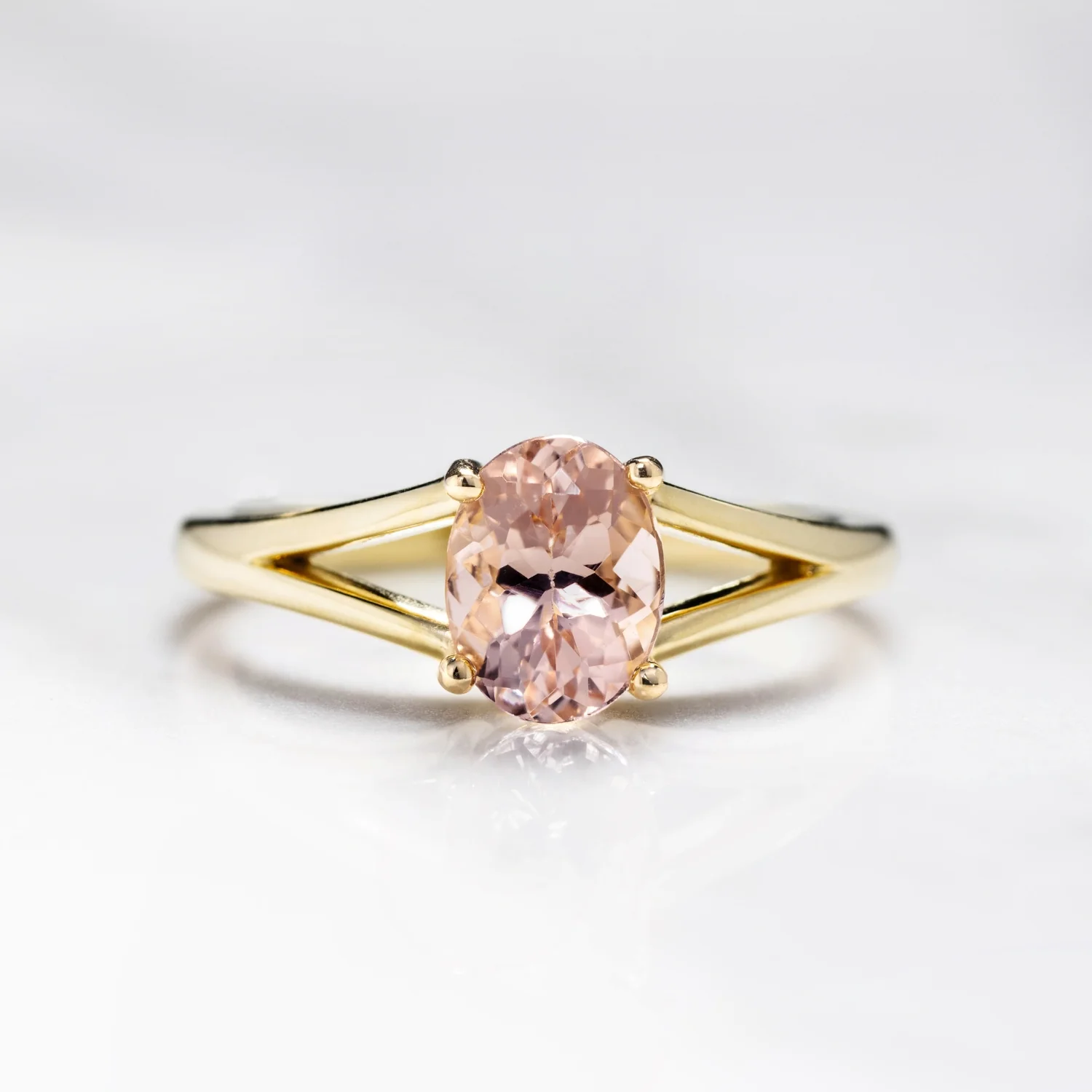 The Sedona - Natural Peach Morganite Solitaire Oval Engagement Ring - Image 23