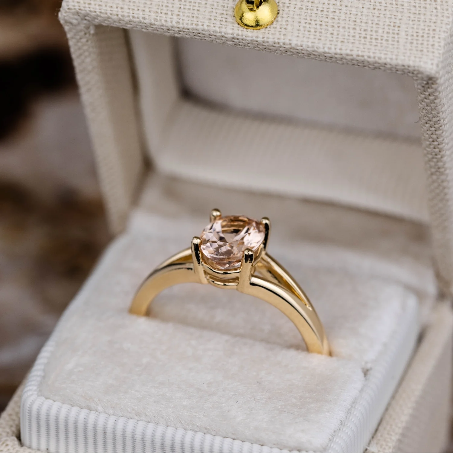 The Sedona - Natural Peach Morganite Solitaire Oval Engagement Ring - Image 24