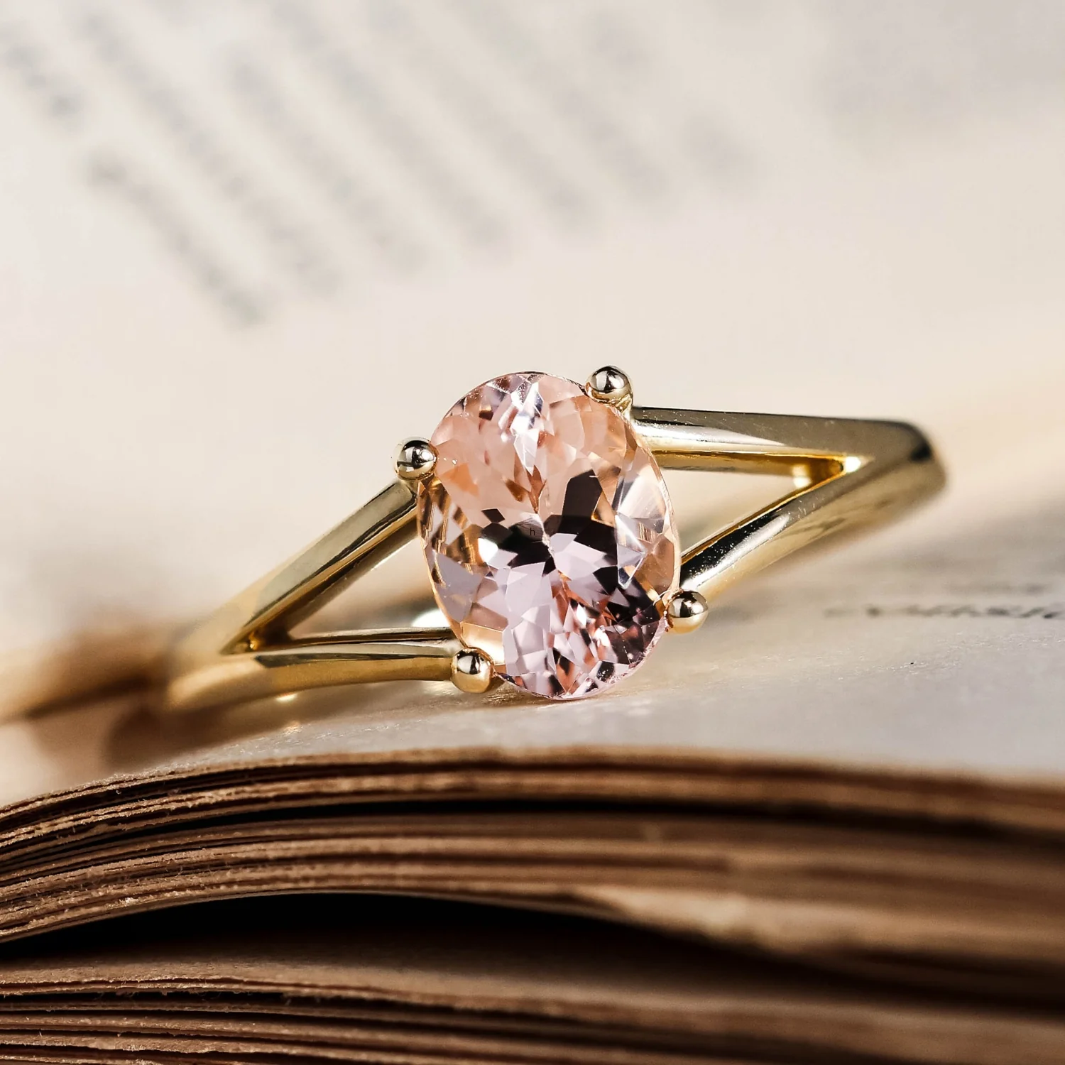 The Sedona - Natural Peach Morganite Solitaire Oval Engagement Ring - Image 25