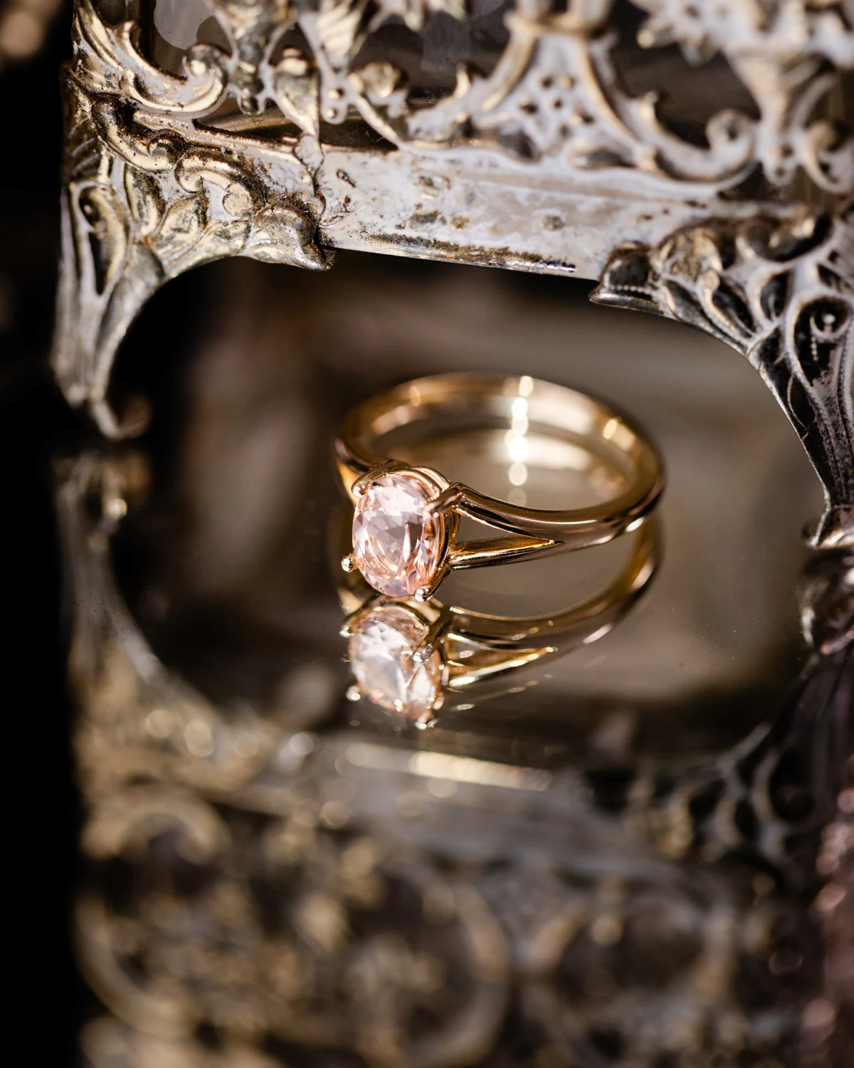 The Sedona - Natural Peach Morganite Solitaire Oval Engagement Ring - Image 3