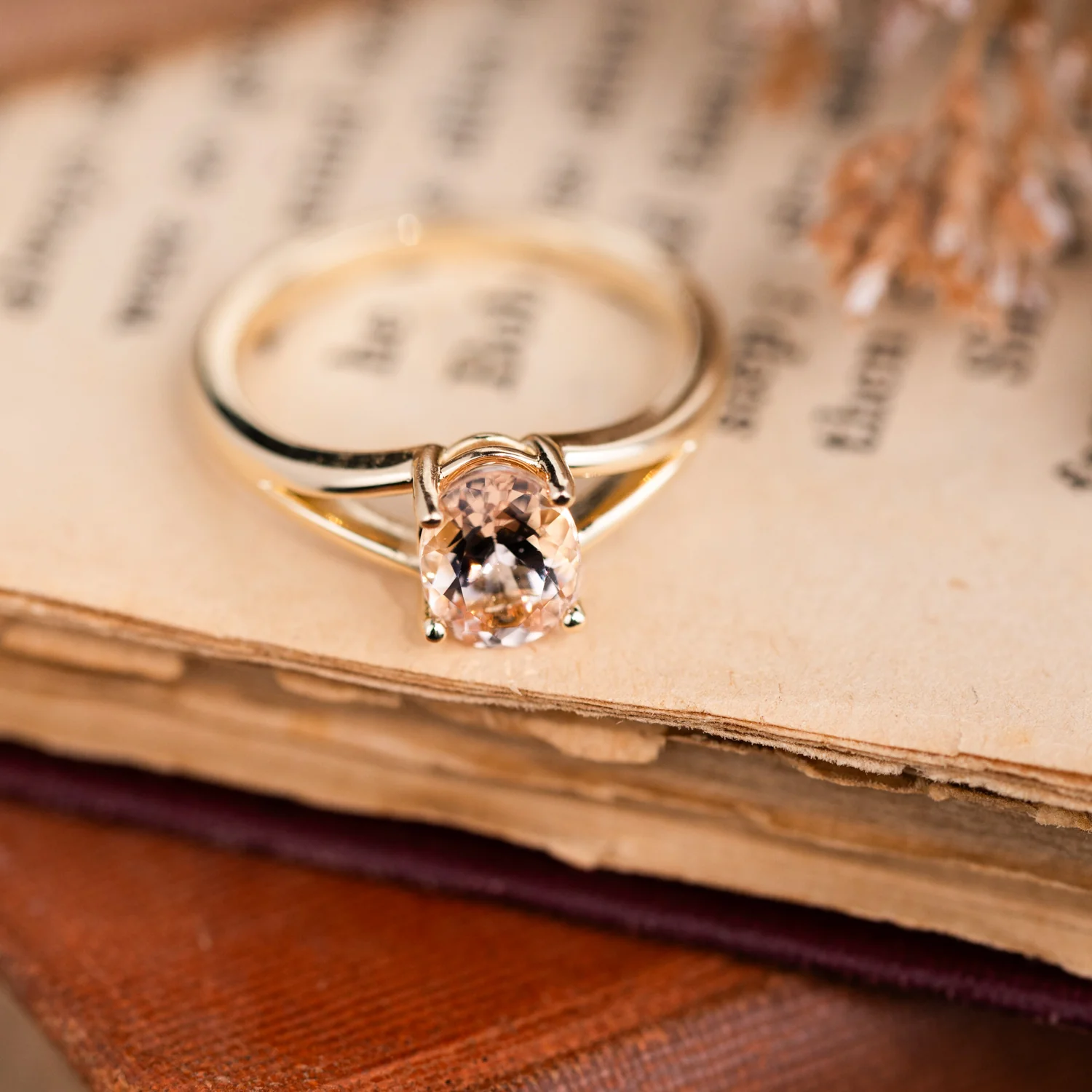 The Sedona - Natural Peach Morganite Solitaire Oval Engagement Ring - Image 6