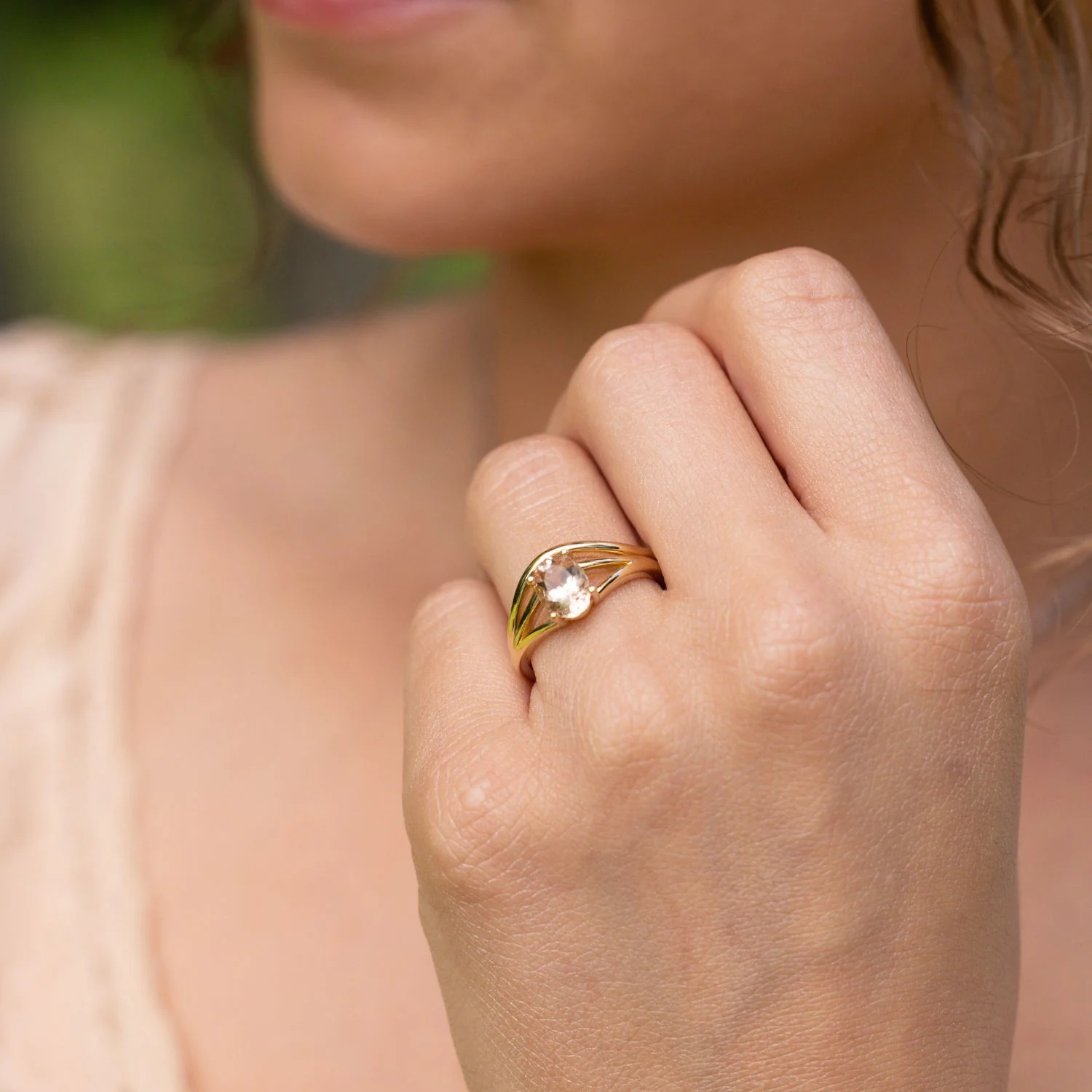 The Sedona - Natural Peach Morganite Solitaire Oval Engagement Ring - Image 7