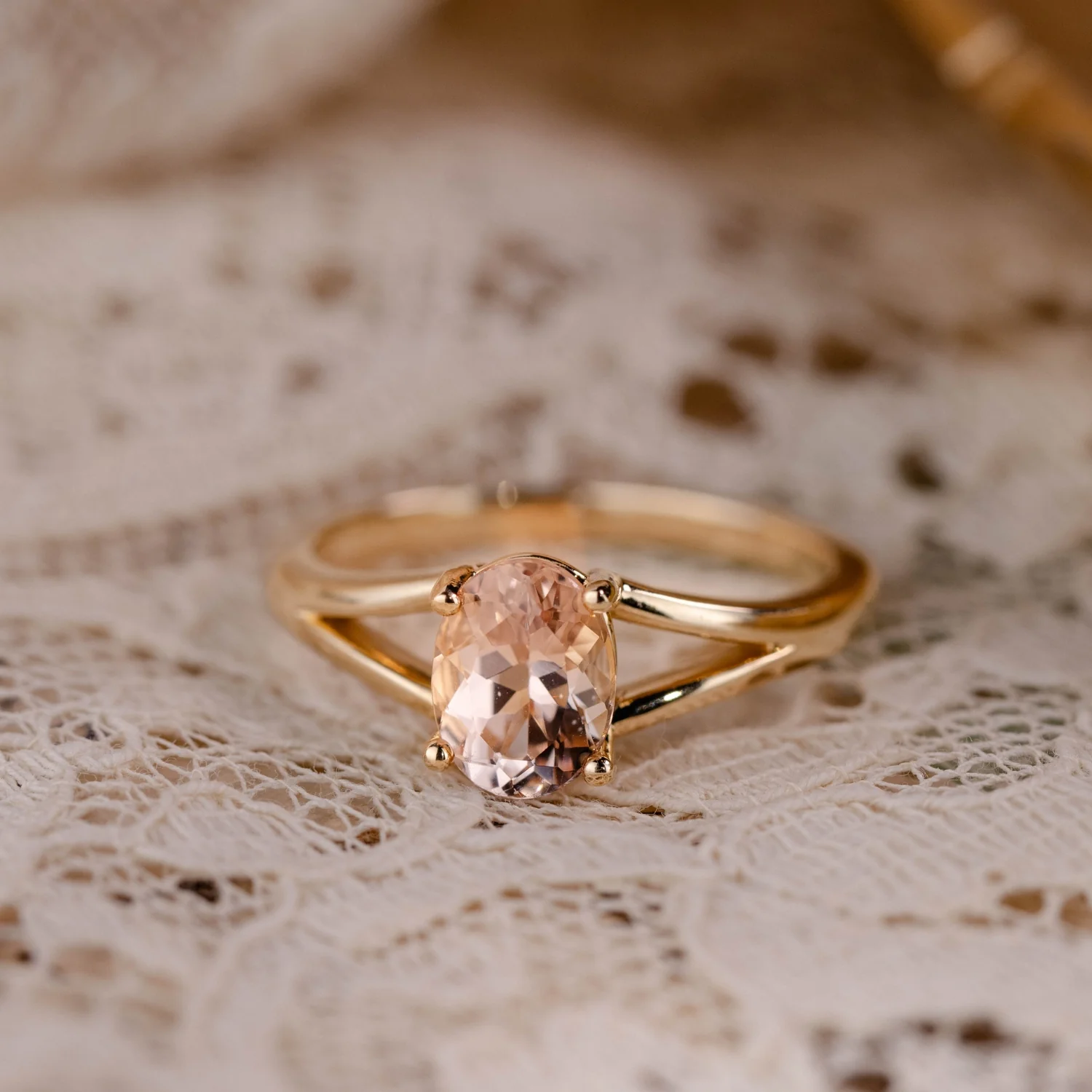 The Sedona - Natural Peach Morganite Solitaire Oval Engagement Ring - Image 8