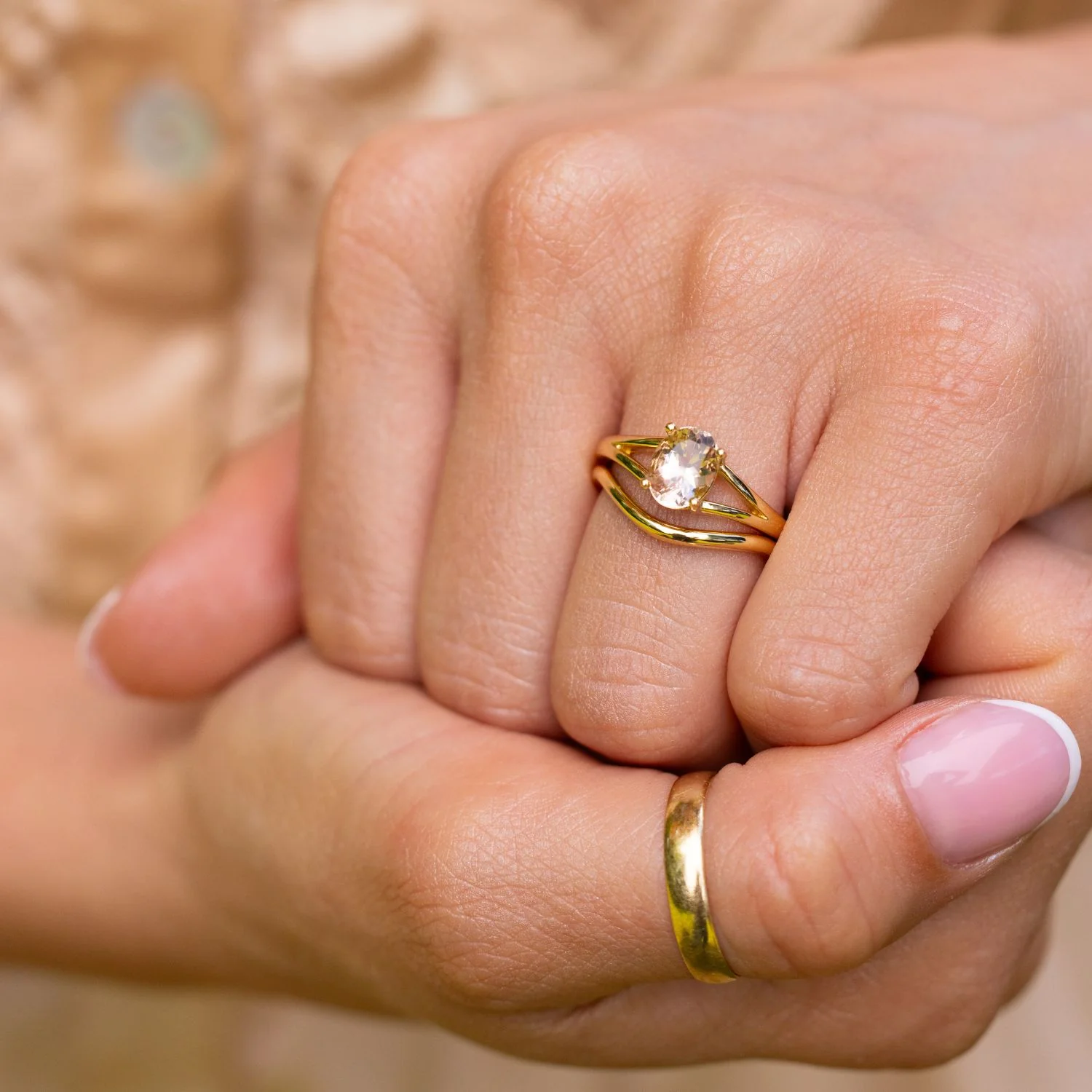 The Sedona - Natural Peach Morganite Solitaire Oval Engagement Ring - Image 9