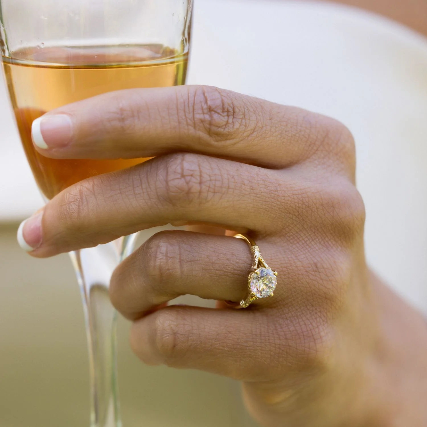 The Selwyn - Round Diamond Solitaire Engagement Ring with Art Nouveau-Inspired Split Shank Setting - Image 10