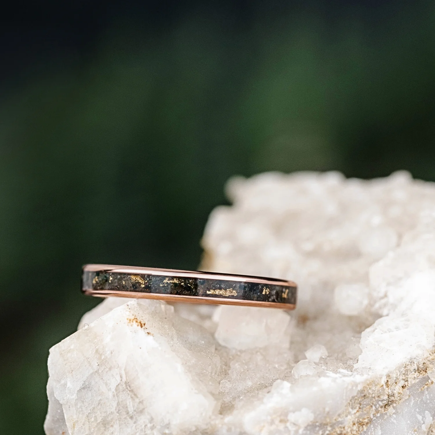 The Shenandoah | Women's Gold Moss Agate Ring with Gold Flakes - Image 4