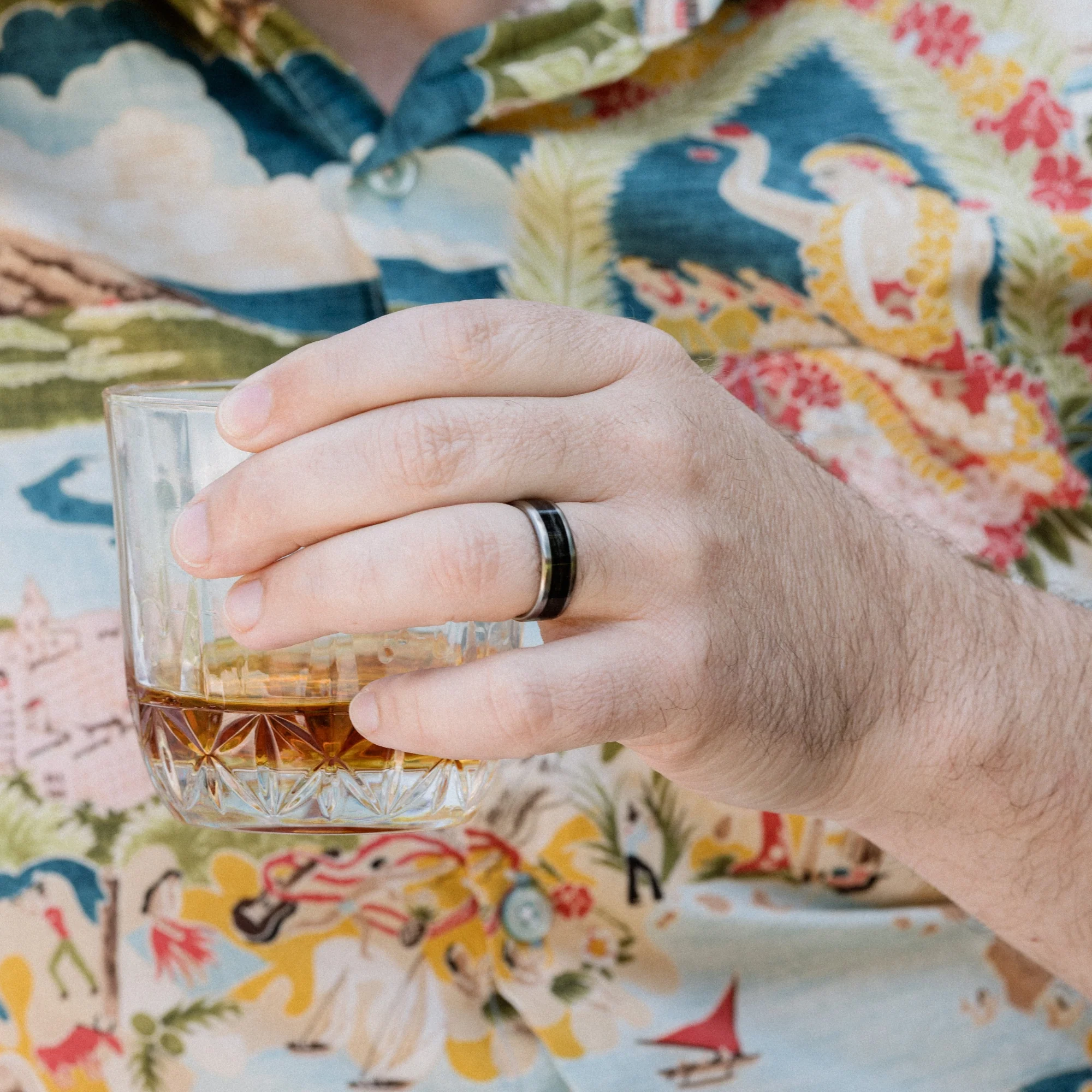 The Speakeasy | Men's Titanium Wedding Band with Whiskey Barrel Wood - Image 4