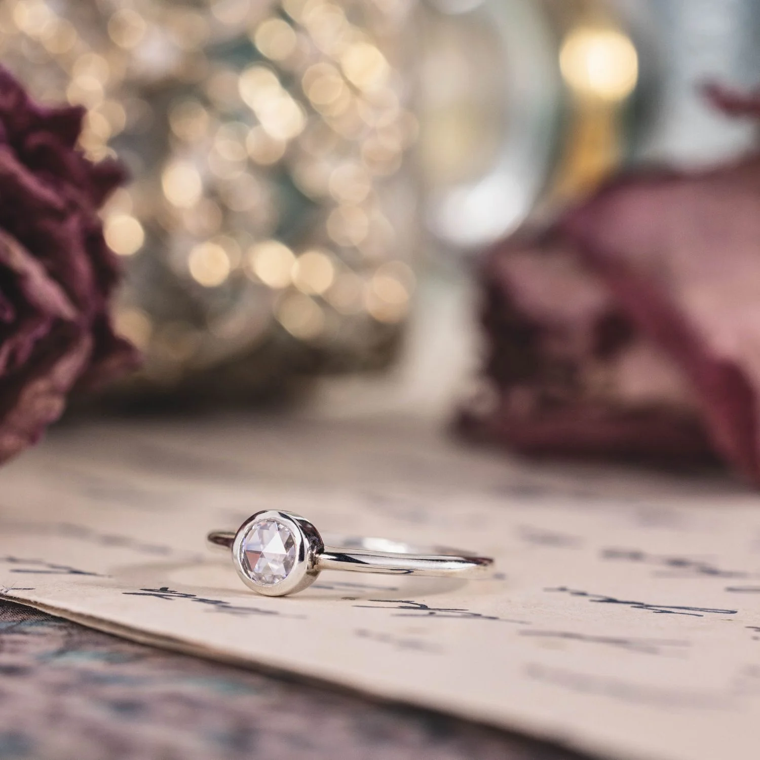 The Sylvie - Round Rose Cut Natural Engagement Ring - Image 3