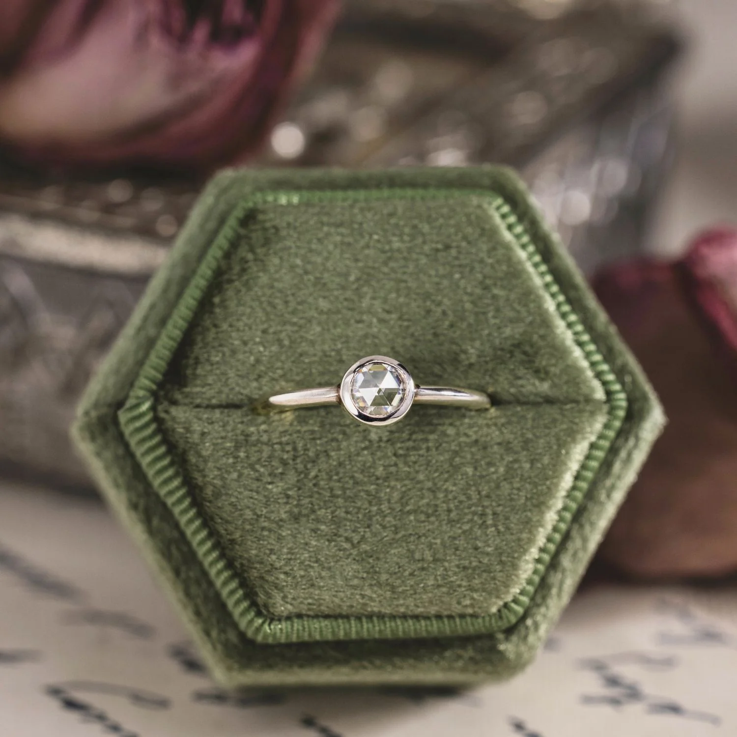 The Sylvie - Round Rose Cut Natural Engagement Ring - Image 6