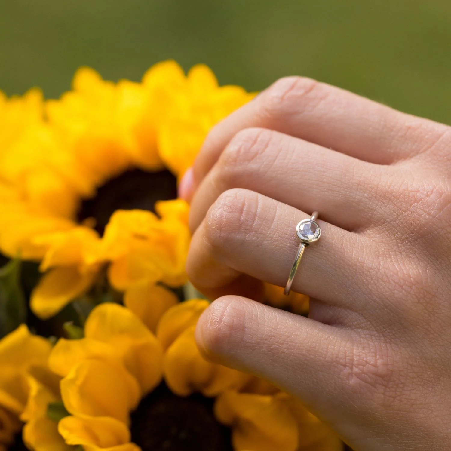 The Sylvie - Round Rose Cut Natural Engagement Ring - Image 7