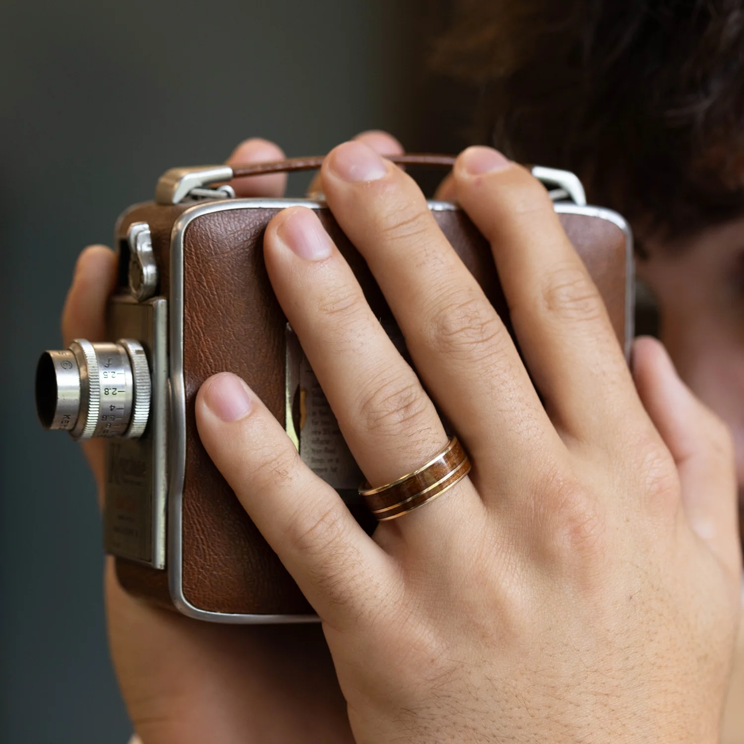The USS North Carolina | Men's Gold Wedding Band with USS North Carolina Battleship Teak Wood - Image 4
