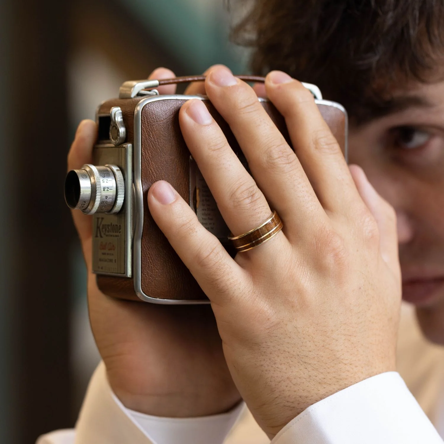 The USS North Carolina | Men's Gold Wedding Band with USS North Carolina Battleship Teak Wood - Image 5