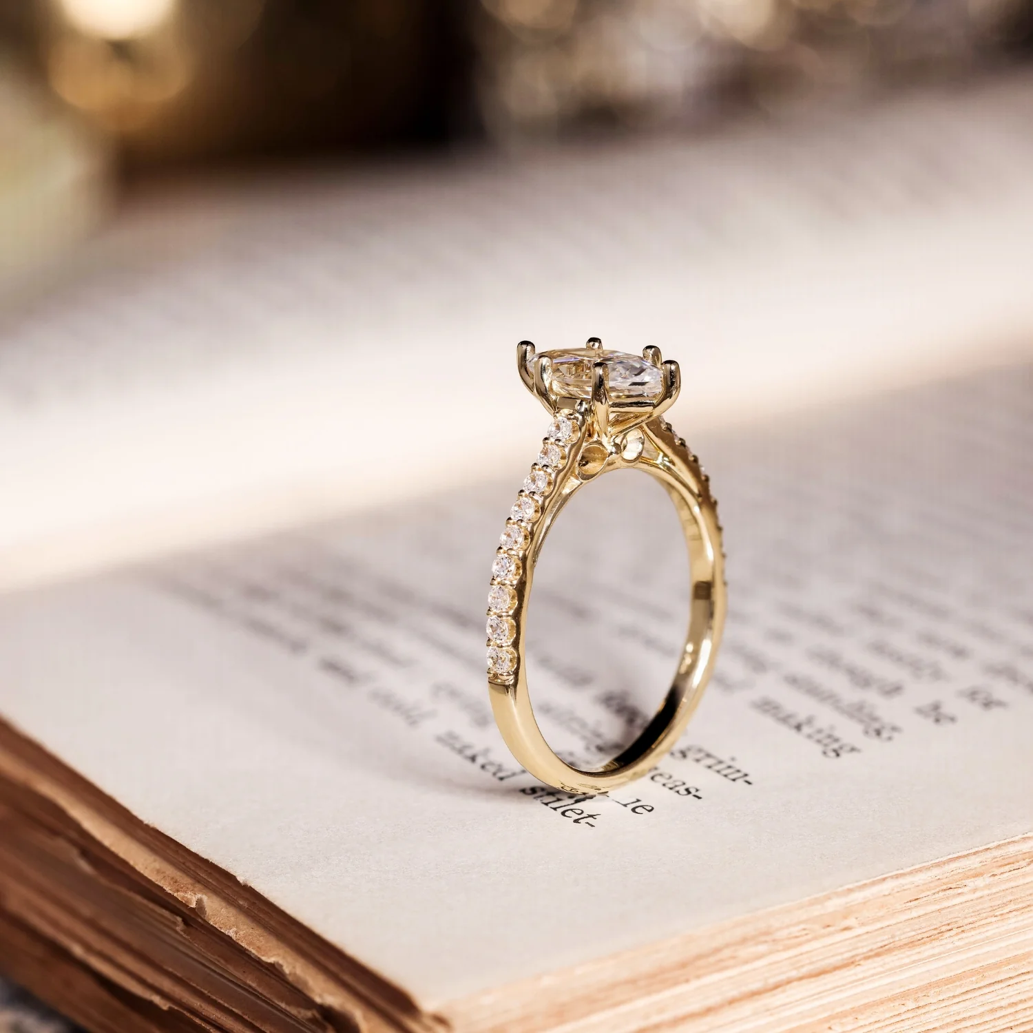 The Verity - Marquise Diamond Engagement Ring with Pavé Diamond Setting - Image 13