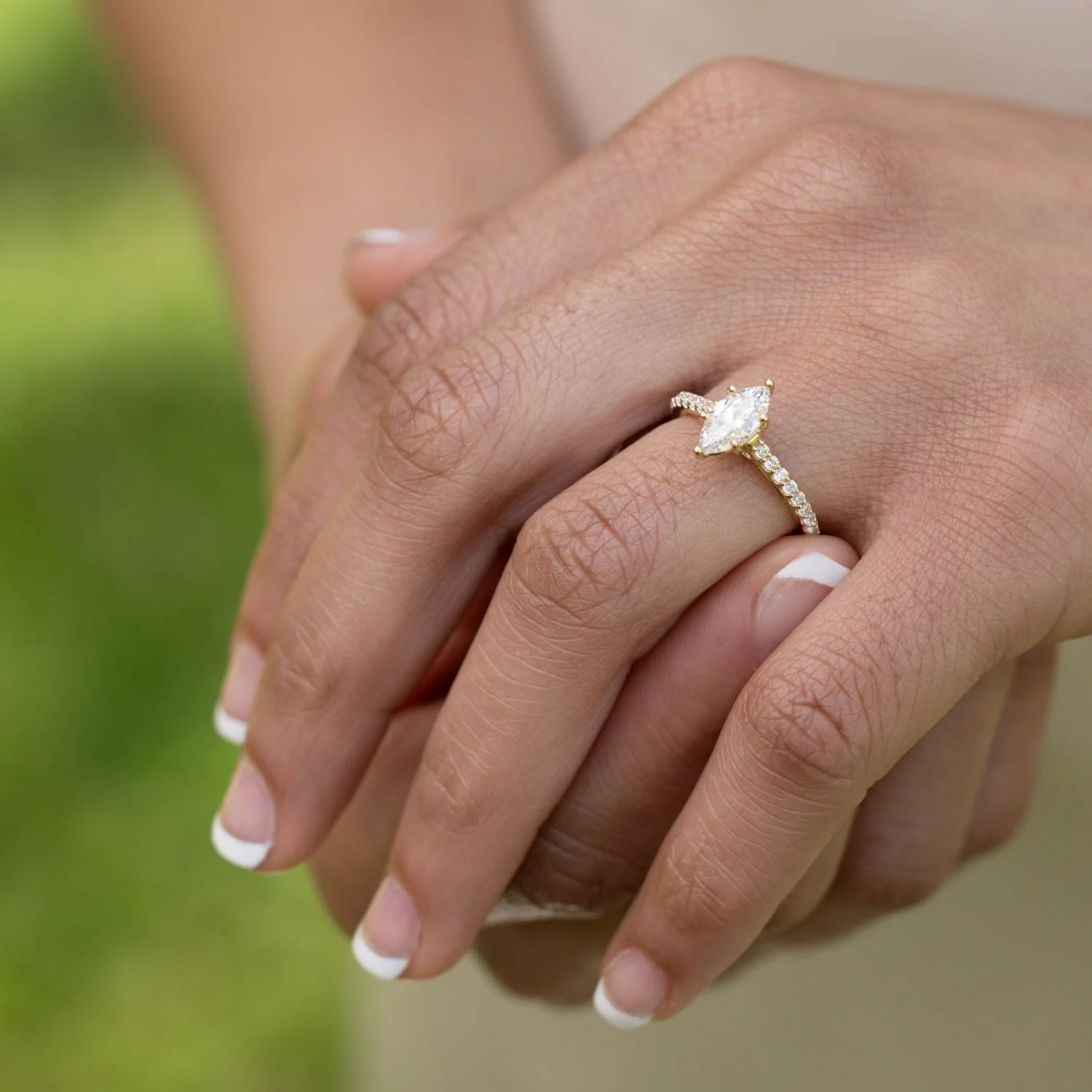 The Verity - Marquise Diamond Engagement Ring with Pavé Diamond Setting - Image 14