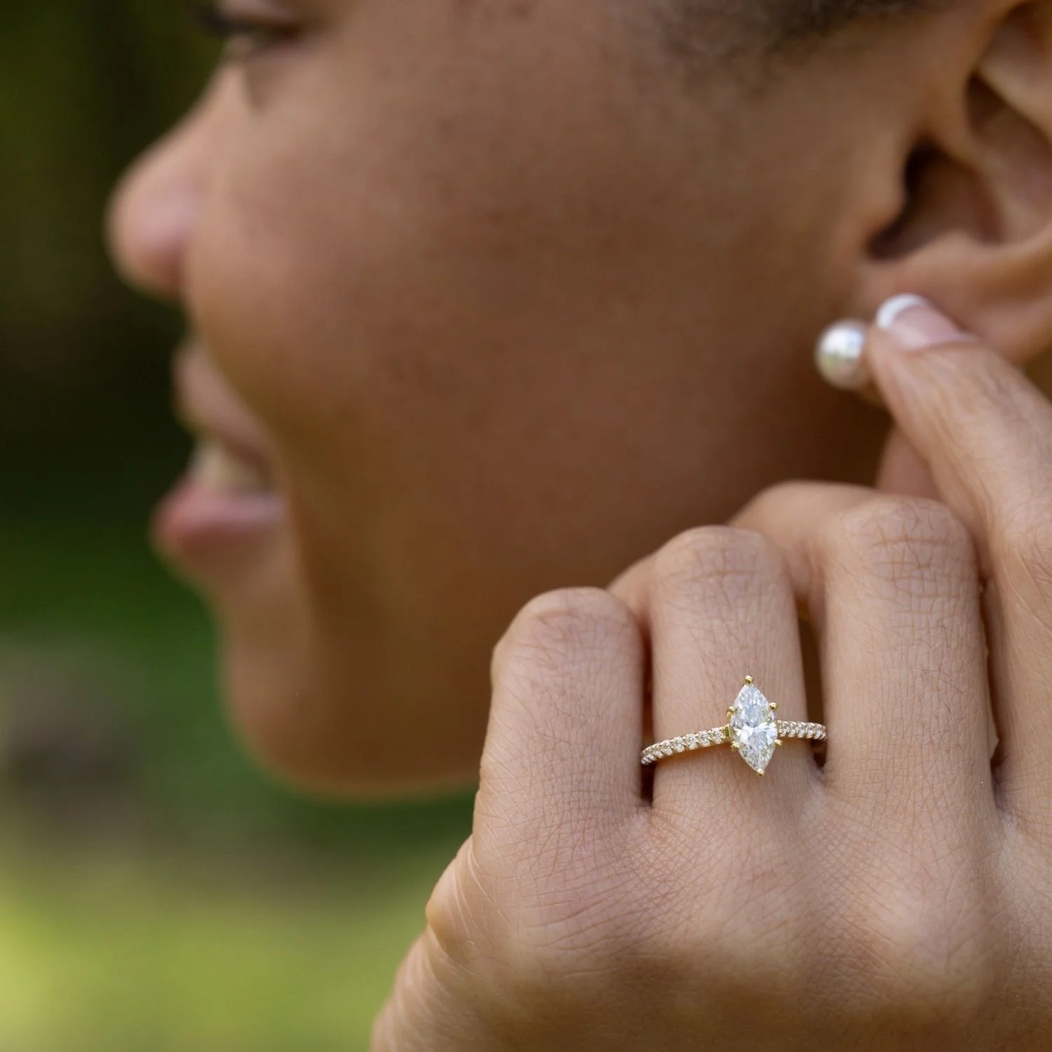 The Verity - Marquise Diamond Engagement Ring with Pavé Diamond Setting - Image 16
