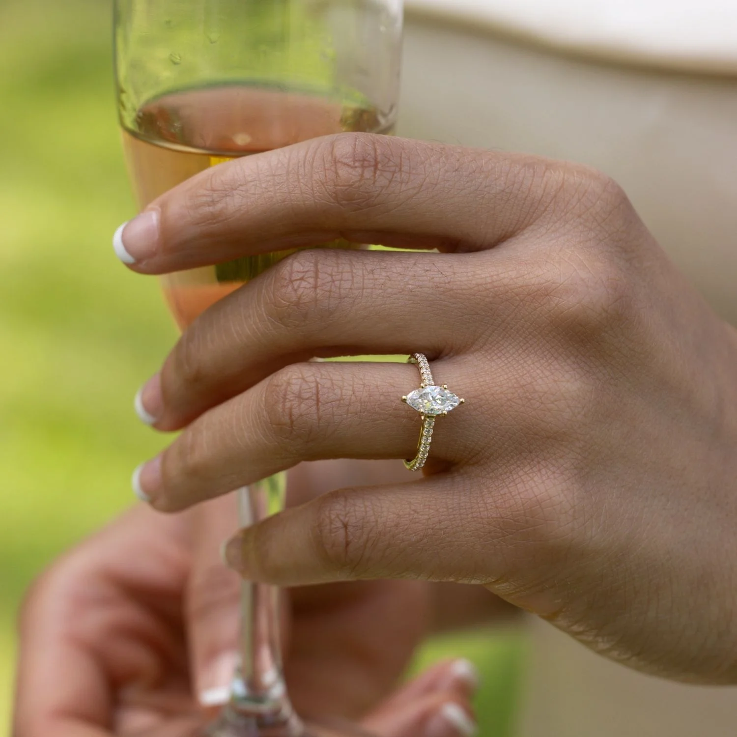 The Verity - Marquise Diamond Engagement Ring with Pavé Diamond Setting - Image 18