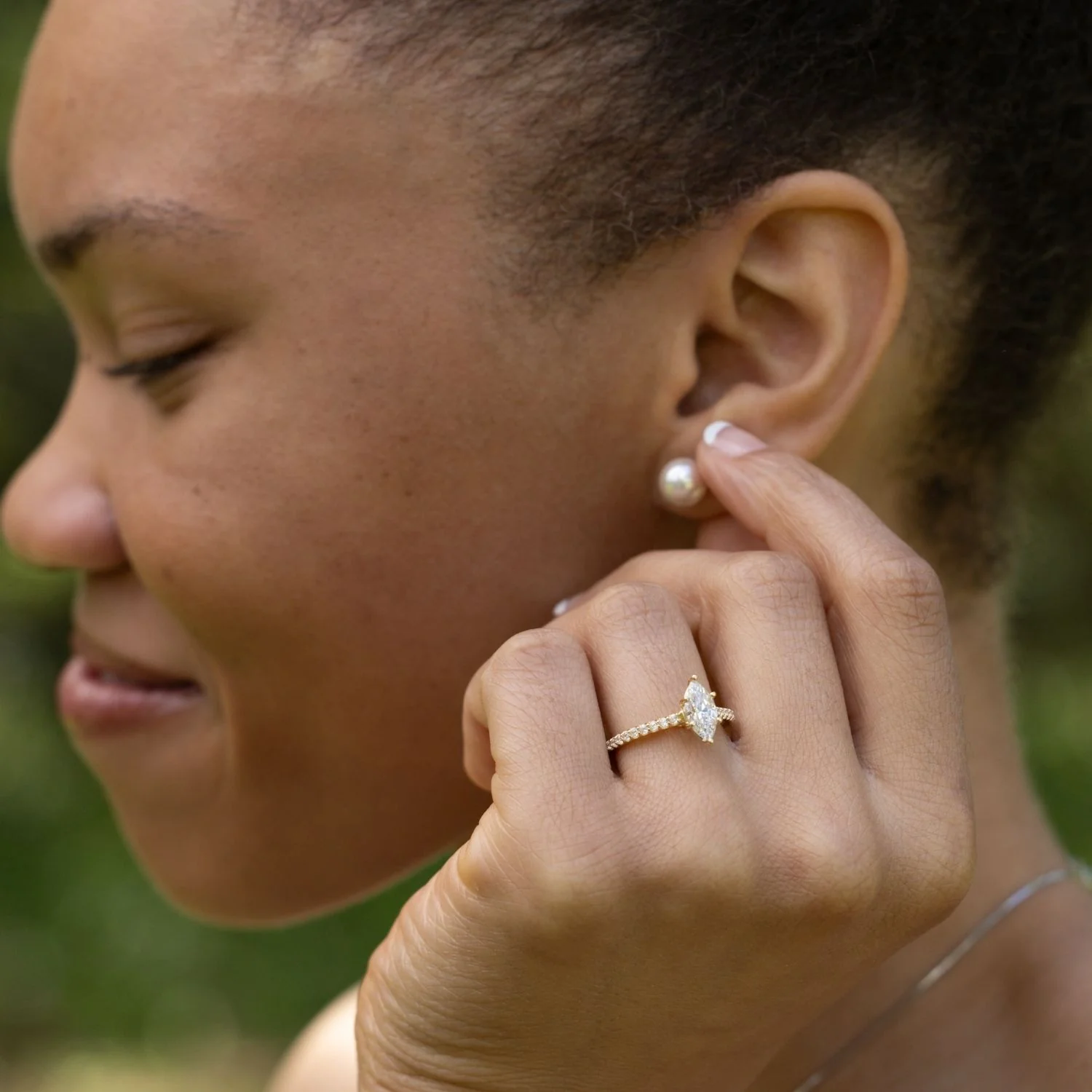 The Verity - Marquise Diamond Engagement Ring with Pavé Diamond Setting - Image 8