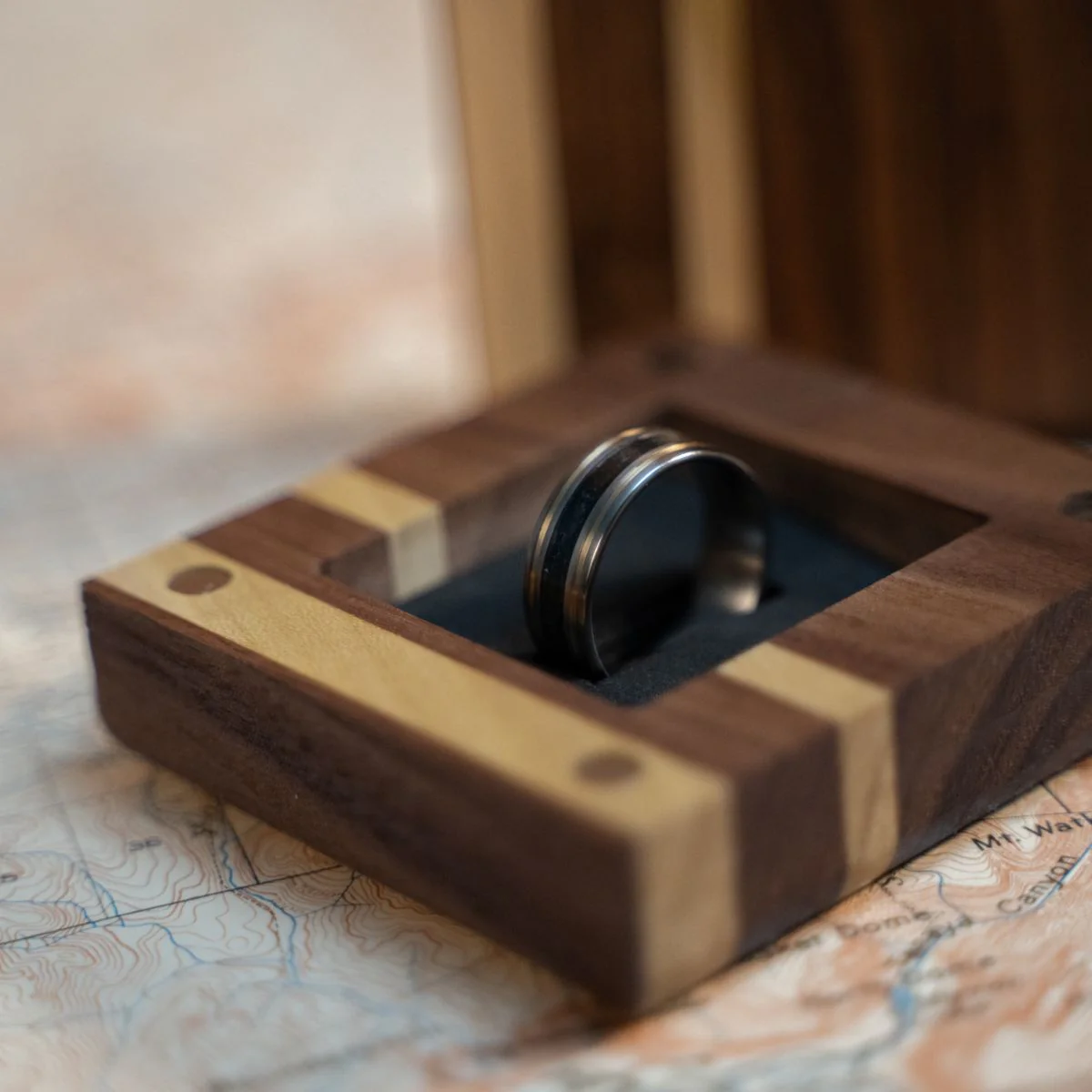 Walnut and Poplar Wooden Ring Box - Image 6